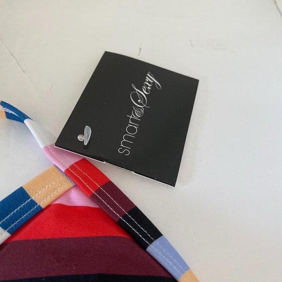 Smart & Sexy Women's NWT Striped Adjustable Tie Halter Swimsuit Top Size Medium - Picture 3 of 6